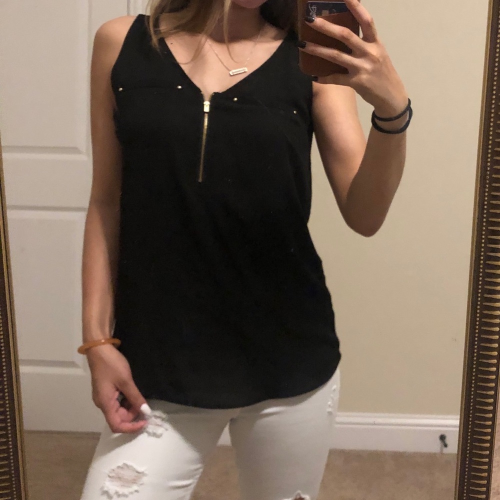 Black blouse with gold hardware